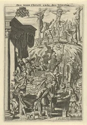 Christ sur la croix et un festin